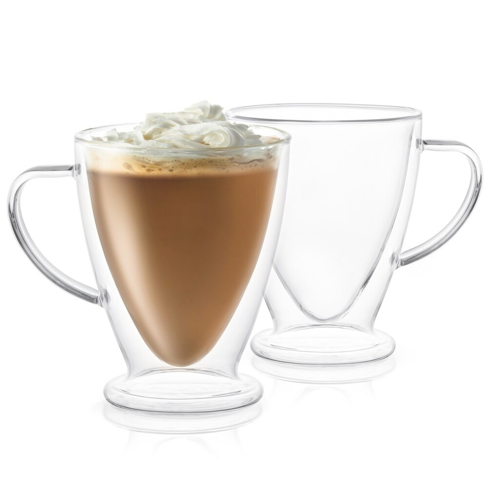 JoyJolt Declan Irish Double Wall Insulated Mugs, 15 Oz Set of Two Latte Glasses (Clear - 2 Piece) | Bed Bath & Beyond