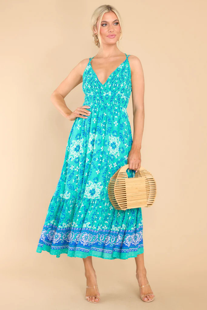 Delicate Passion Teal Multi Print Maxi Dress | Red Dress 