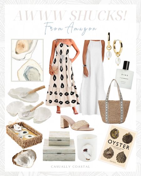 Some fun oyster-themed pieces from Amazon, all perfect for summer! 🦪
-
Amazon dresses, Amazon heels, Amazon sandals, Amazon home decor, Amazon jewelry, Amazon earrings, Amazon perfume, Amazon kitchen decor, Amazon bag, Amazon summer purse, white dresses, Amazon white dress, summer outfit, beach vacation outfits, amazon napkins set, powder room napkin set, dime beauty perfume, dime beauty 7 summers, summer perfume, Amazon wall art, oyster art, beach house art, coastal wall art, ocean oyster framed canvas wall print, oyster shaped dip and serving set, oyster shell wreath, oyster shell decor, ring dish, Amazon ring dish, mother of pearl shell decorative box, Amazon decorative box, summer hostess gifts, oyster book, summer coffee table book, one shoulder sundress, oyster ceramic candle, Amazon candle, Amazon spaghetti strap dress, heeled sandals, straw beach bag, Amazon beach bag, pearl huggie hoops, decorative boxes, summer home decor, 

#LTKHome #LTKFindsUnder50 #LTKSeasonal