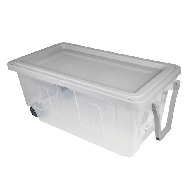 Project Source Large 40-Gallons (160-Quart) Clear Heavy Duty Rolling Tote with Standard Snap Lid | Lowe's