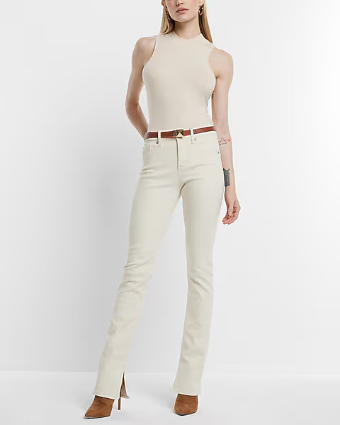Mid Rise Cream Skyscraper Jeans | Express
