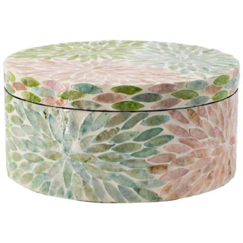 9.8" Wide Multicolor Capiz Floral Box with Lid | Lamps Plus