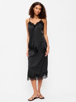 Lace Slip Midi Skirt | Old Navy (US)