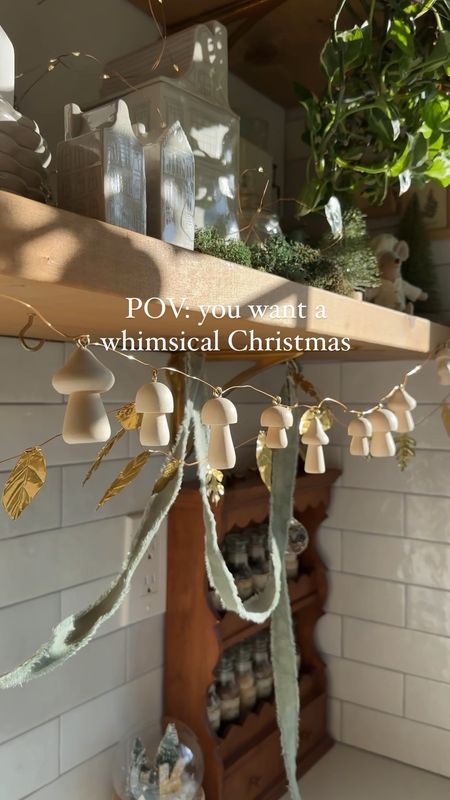 DIY this easy mushroom garland for A cozy and whimsical Christmas. Hang these wooden mushrooms under your shelves or in your Christmas tree. It adds the perfect touch for your holiday decor this year

#LTKVideo #LTKhome #LTKSeasonal
