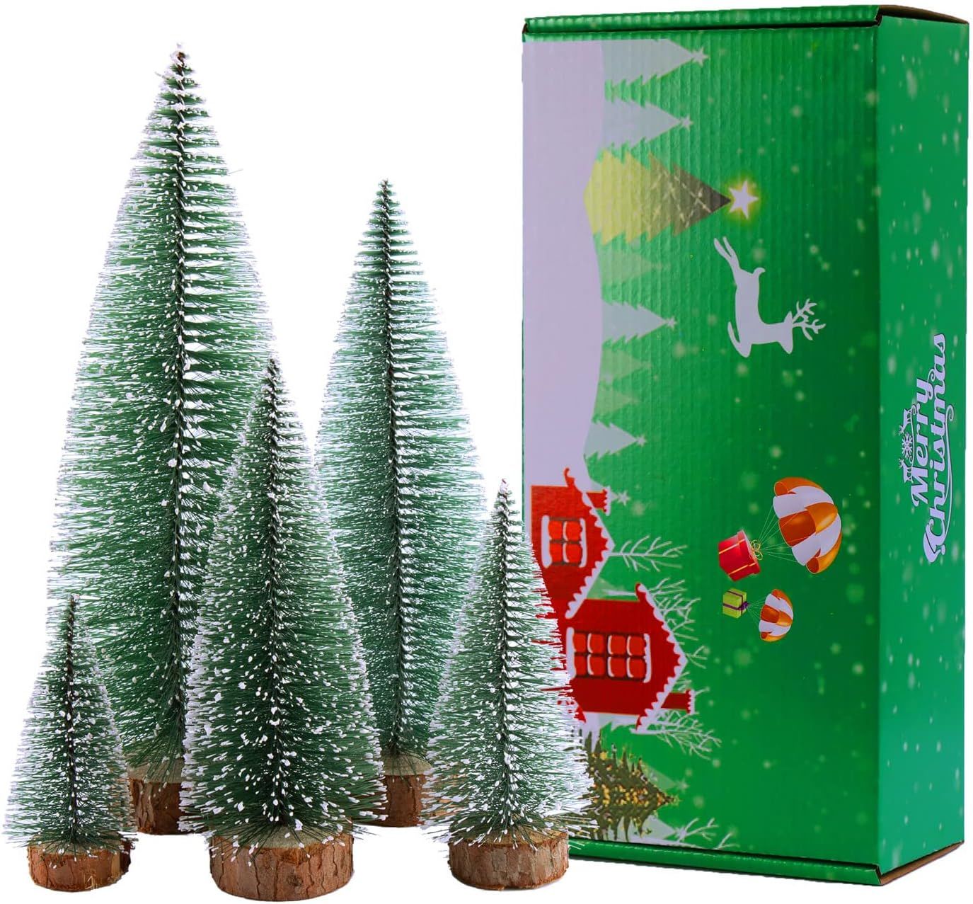 Mini Chrismas Tree，5pcs Small Christmas Tree, Mini Pine Tree, Bottle Brush Christmas Trees with... | Amazon (CA)