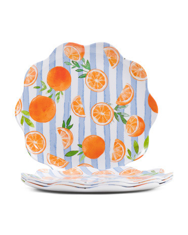 Set Of 4 Indoor Outdoor Melamine Dattolico Stripe Dinner Plates | TJ Maxx