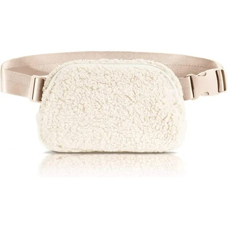 Ultrafun Unisex Fleece Belt Bag Sherpa Fanny Pack for Women Men Fashion Everywhere Crossbody Waist Bum Bags for Running Hiking Shopping Travel (Ivory White-01) | Walmart (US)