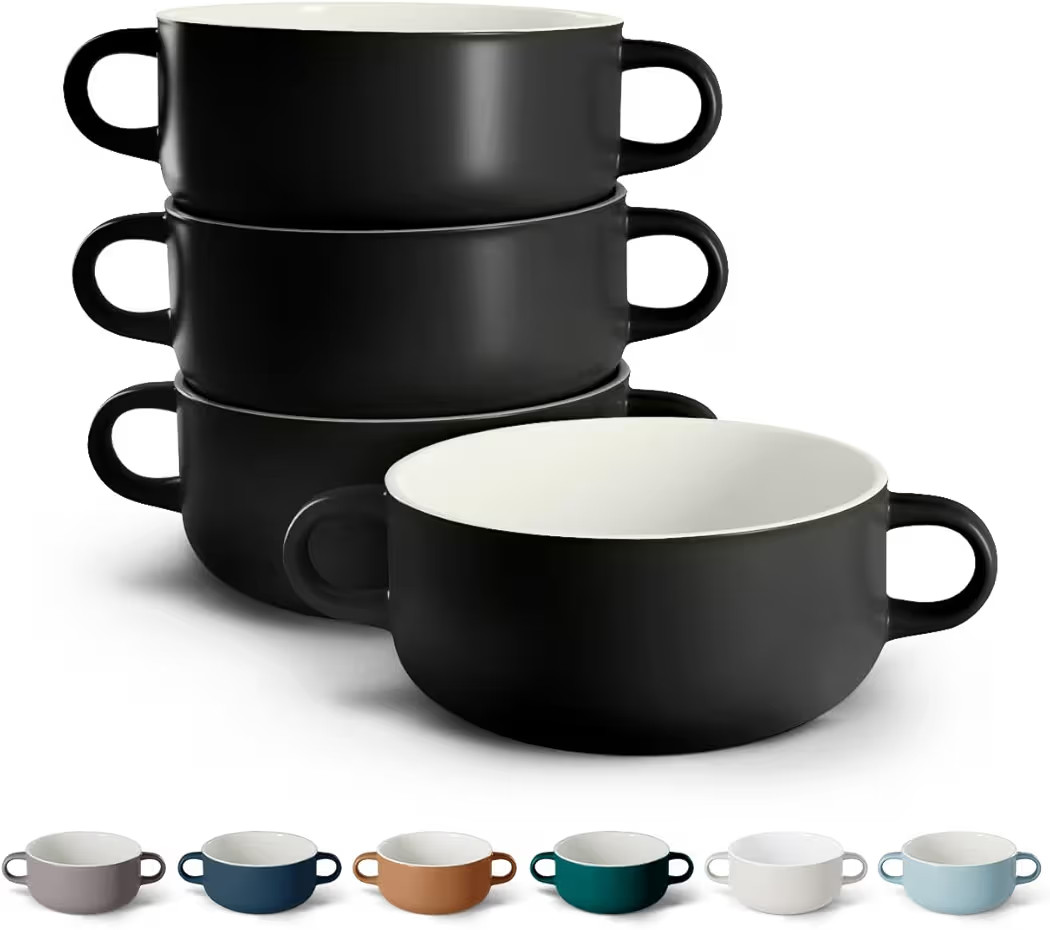 Kook Soup Crocks, Ceramic Bowls, Broil, Oven, Microwave and Dishwasher Safe, with Handles, For Ca... | Amazon (US)