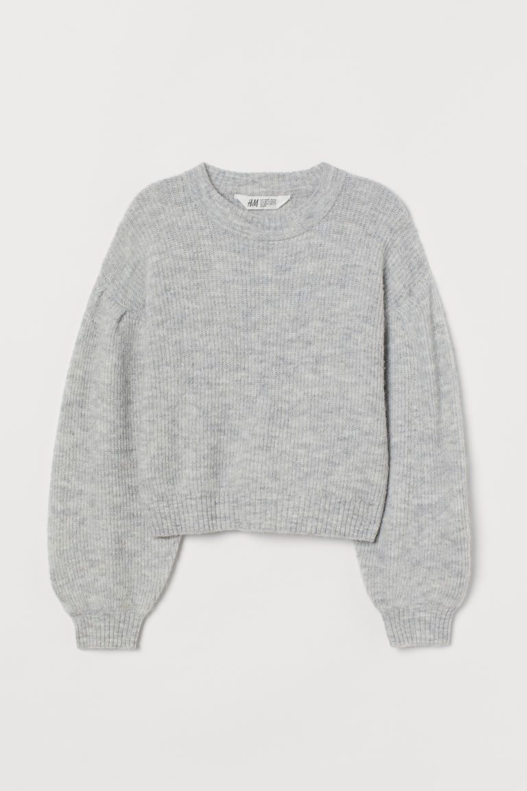 H & M - Balloon-sleeved Sweater - Gray | H&M (US + CA)