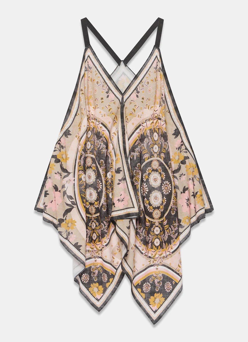 Neutral Floral Print Handkerchief Hem Top | Mint Velvet