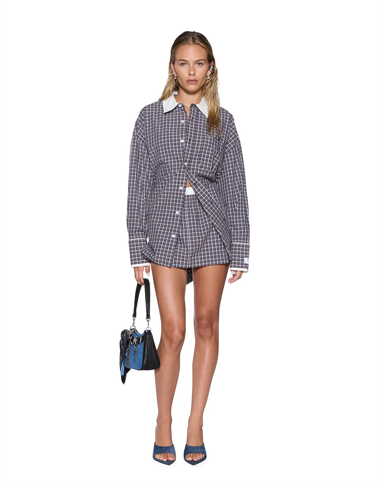 Astra Long Sleeve Shirt White Plaid | David Jones (Australia & New Zealand)