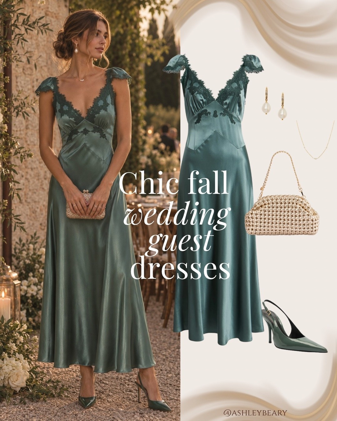 Stunning romantic satin wedding guest dress for all seasons! 

Trendy colorway 
Black tie wedding  
Doen dress
Lace dress 
Fall wedding guest

#LTKSeasonal #LTKWedding