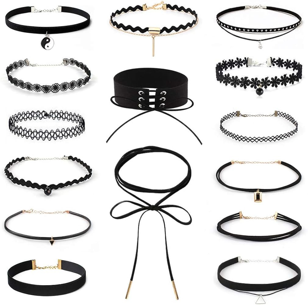 Choker Necklace Set 15Pcs Black Choker Necklace Set, Tattoo Choker Necklace, Elegant Choker Neckl... | Amazon (CA)