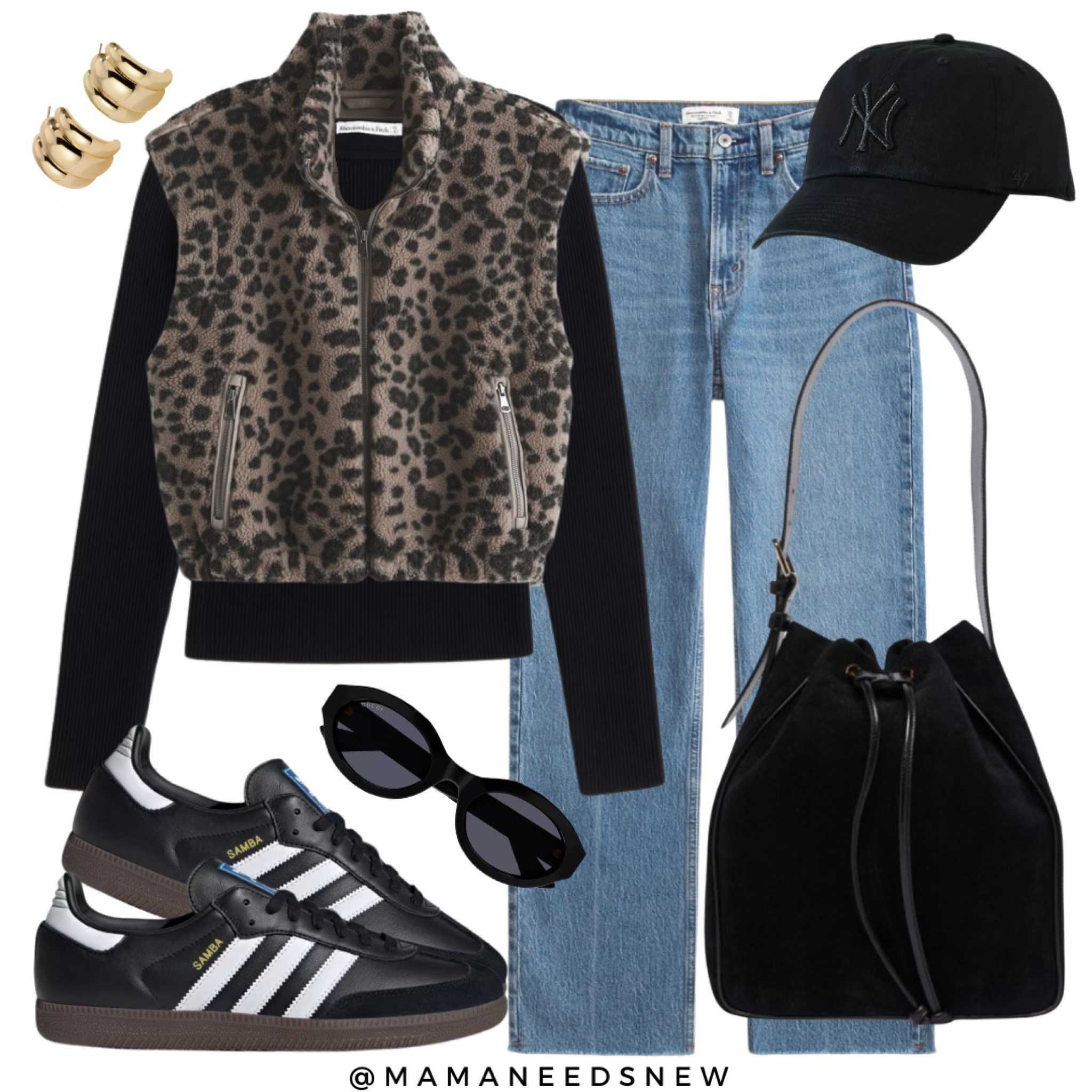 A casual fall outfit with a leopard fleece vest, black top, jeans and sneakers 🖤

#LTKShoeCrush #LTKSeasonal #LTKSaleAlert