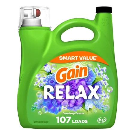 Gain Liquid Laundry Detergent, Dewdrop Dream Scent, 154 fl oz, 107 Loads, HE | Walmart (US)