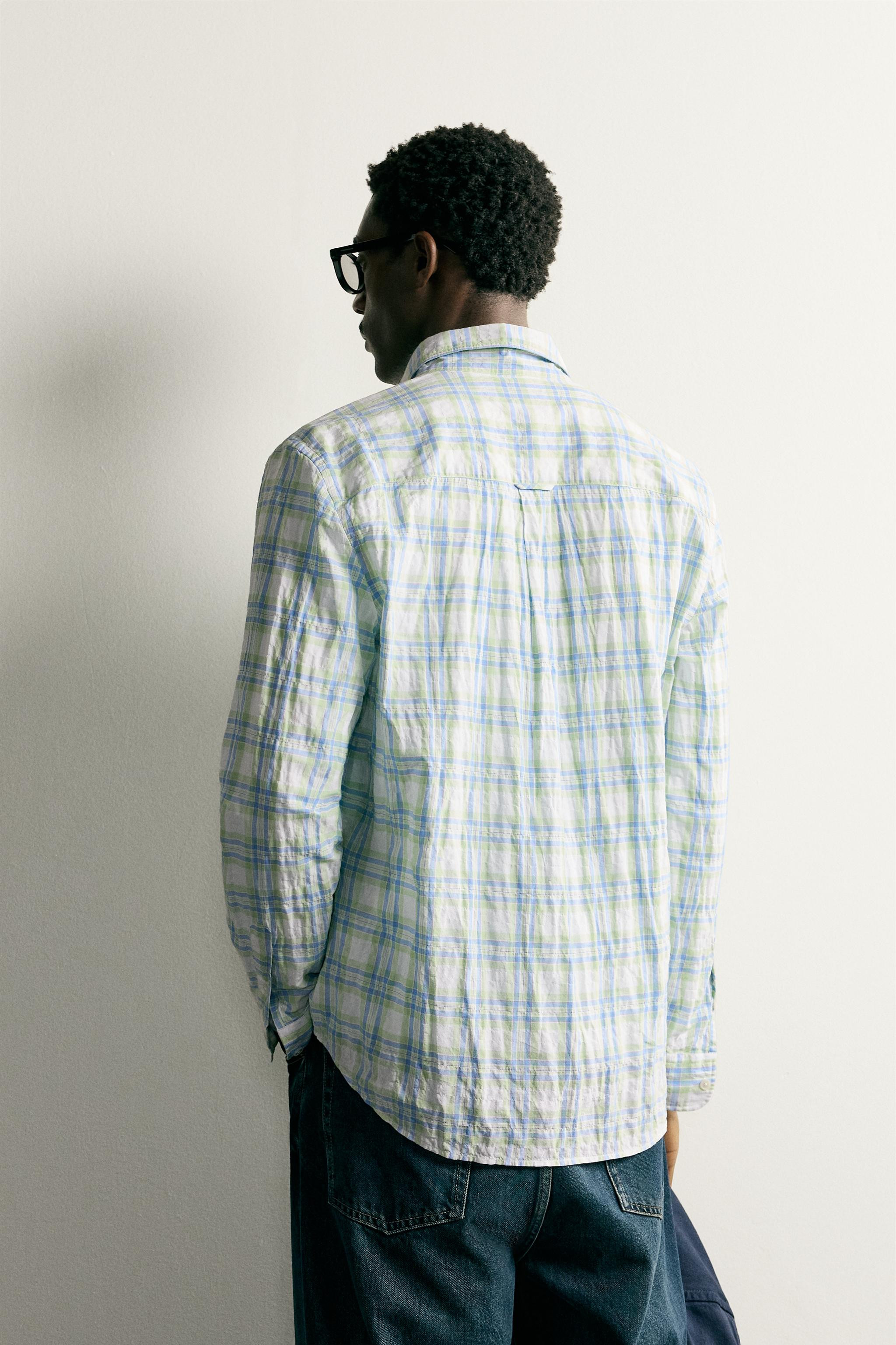 REGULAR FIT CREASED-EFFECT CHECK SHIRT | Zara UK
