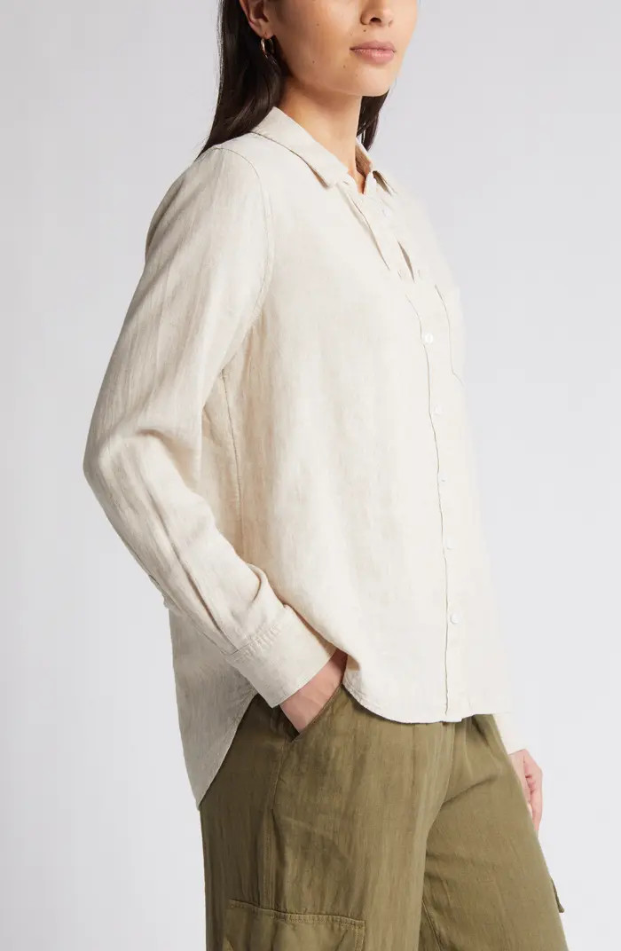 Linen Blend Button-Up Shirt | Nordstrom