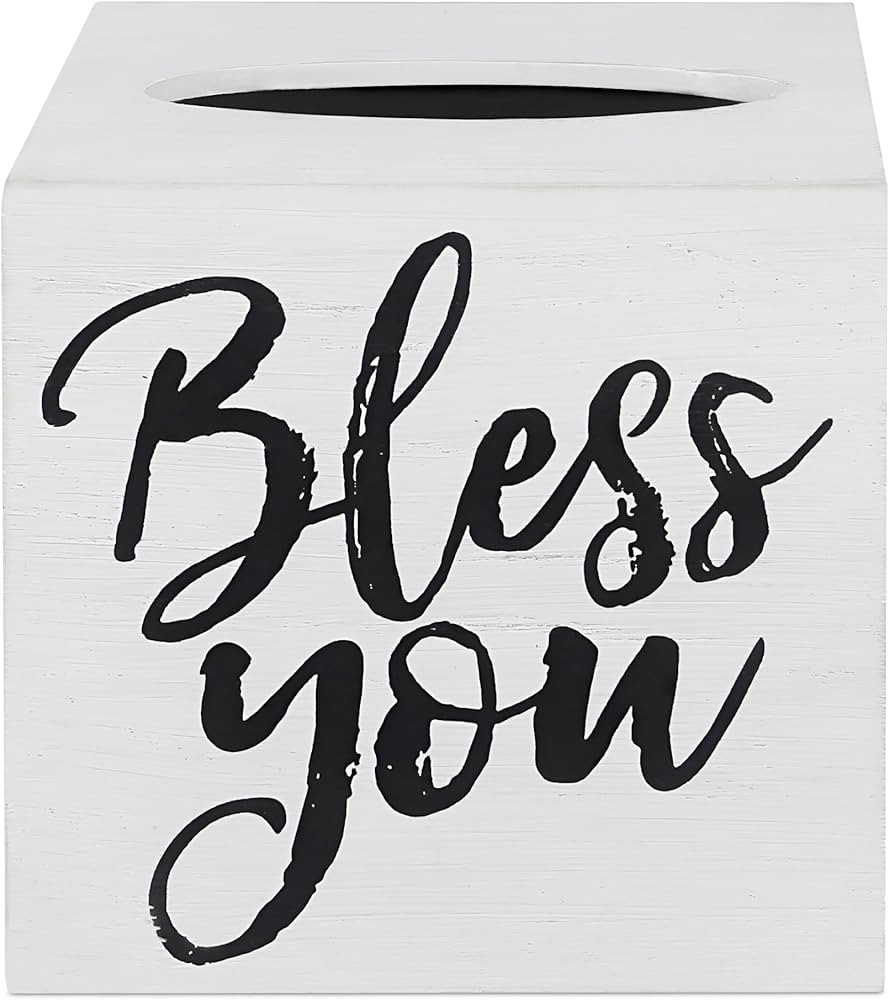 Young's Inc. Wood Bless You Tissue Box Cover - Tissue Holder for Farmhouse Bathroom Decor - Charm... | Amazon (US)