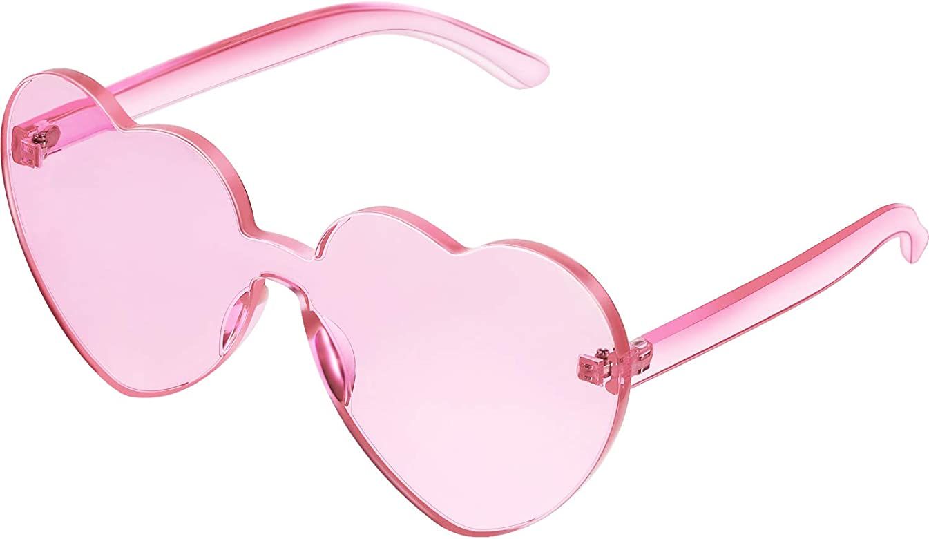 Maxdot Heart Shape Sunglasses Rimless Transparent Heart Glasses Colorful Party Favors | Amazon (US)