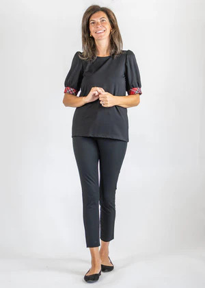 Madison Top - Solid Black/Red Tartan Plaid | sailor-sailor