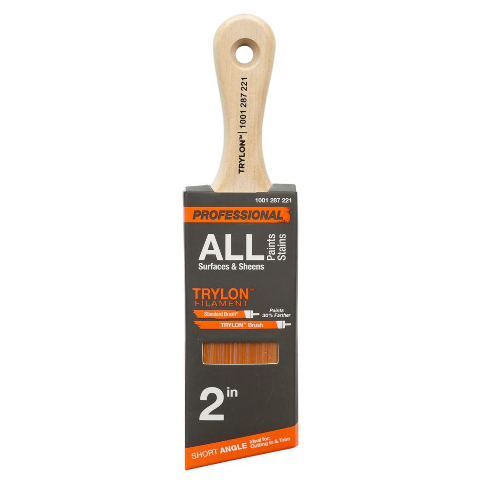 PRO 2 in. Trylon Short Cut Angled Sash Paint Brush | The Home Depot