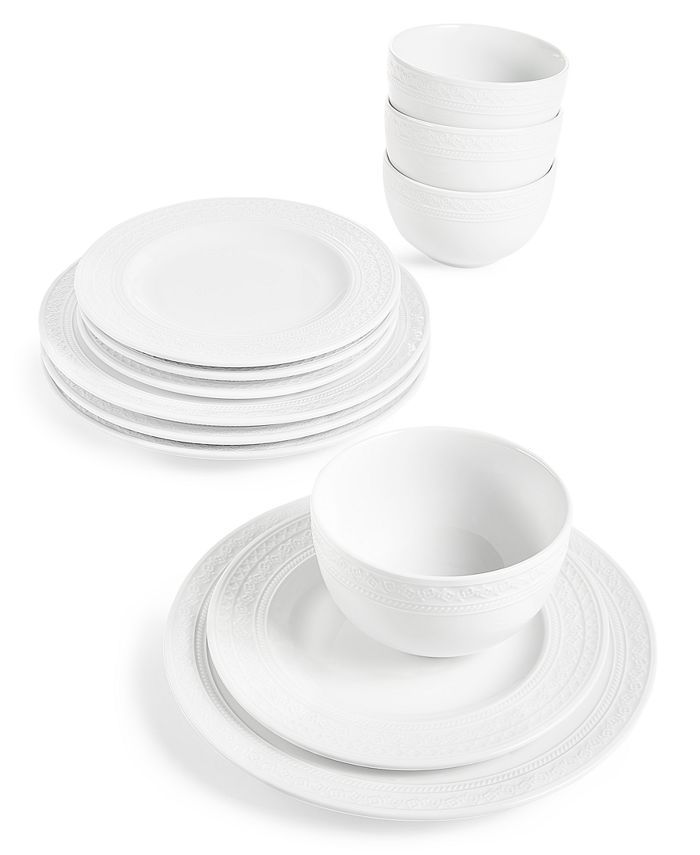 Martha Stewart Collection Quilted 12-Pc. Dinnerware Set, Created for Macy’s & Reviews - Dinnerw... | Macys (US)