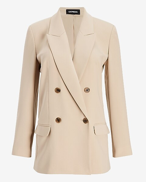 Double Breasted Peak Lapel Boyfriend Blazer | Express
