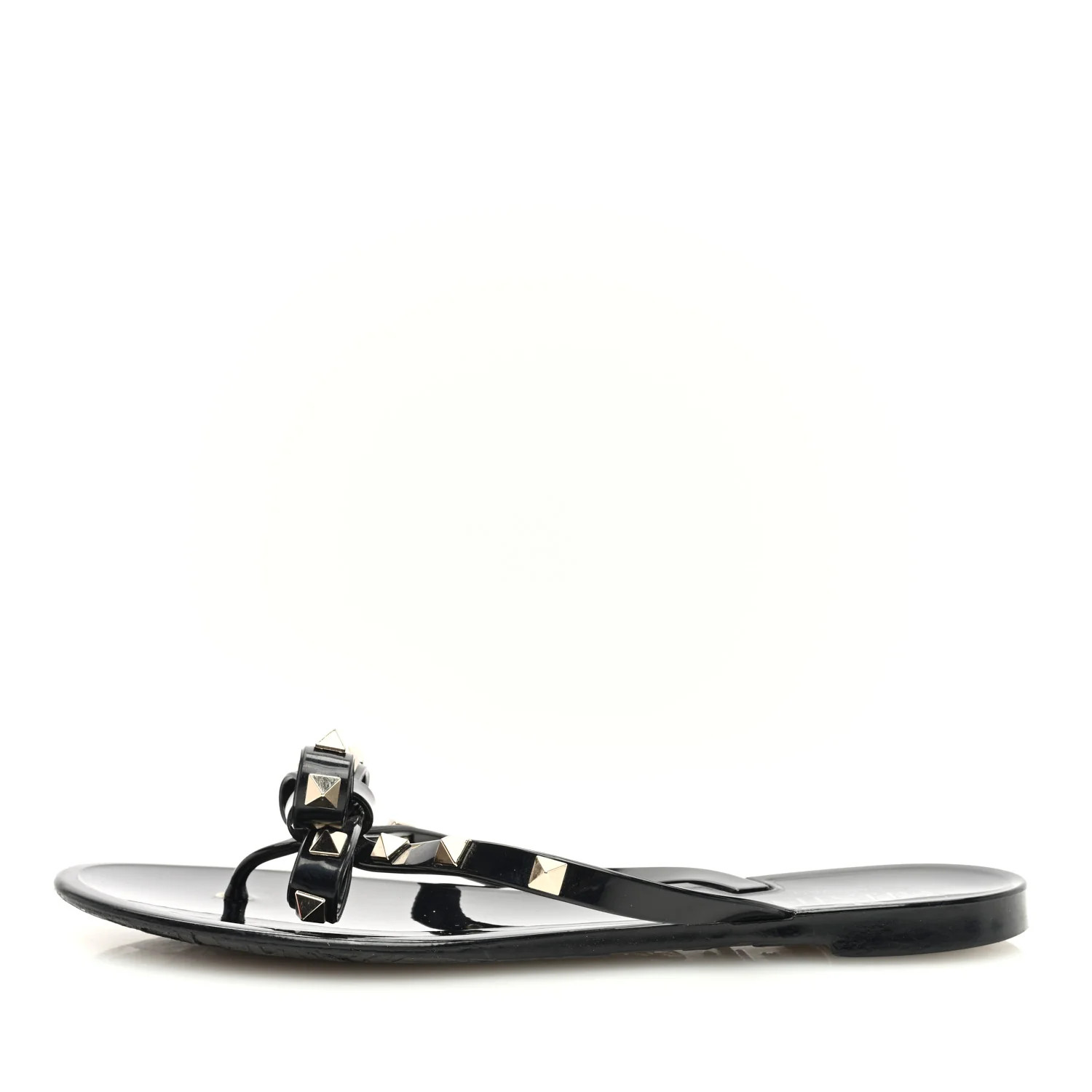 PVC Jelly Rockstud Bow Thong Sandals 39 Black | FASHIONPHILE (US)