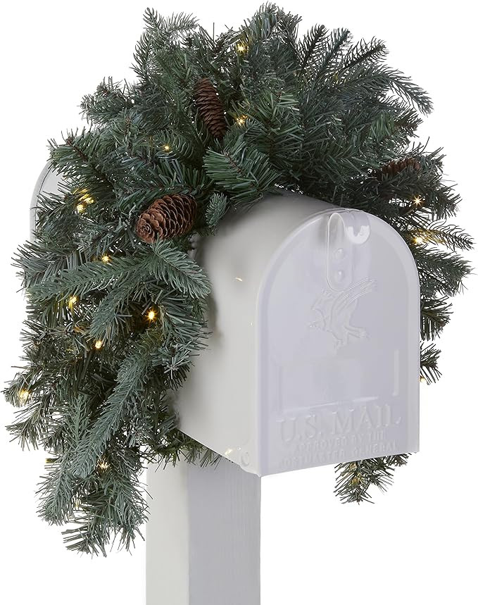 National Tree Company 'Feel Real' Pre-lit Artificial Christmas Mail Box Swag | battery-operated W... | Amazon (US)