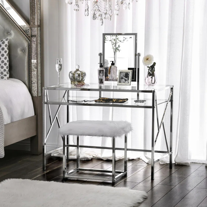 Enid Vanity Set with Stool and Mirror | Wayfair North America