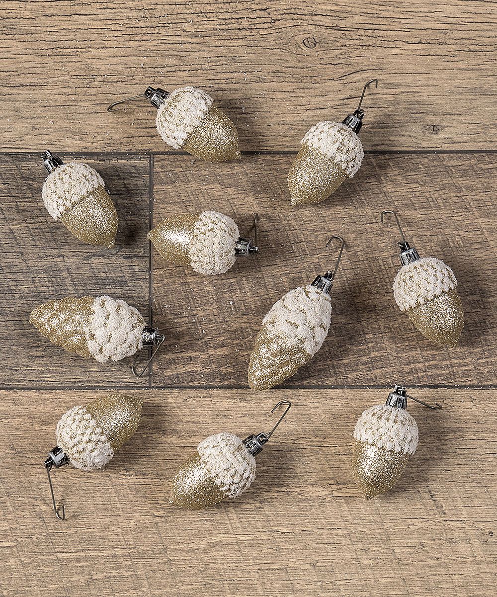 Champagne Acorn & Pinecone Ornaments - Set Of 10 | zulily