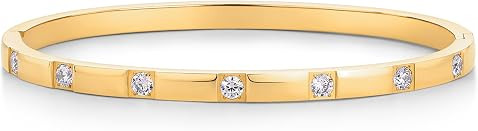 PAVOI Waterproof Thin Love Bracelet for Women - 14K Gold Plated Dainty Love Bangle with Cubic Zirconia - Stainless Steel Hinge Bracelet Jewelry Gifts | Amazon (US)