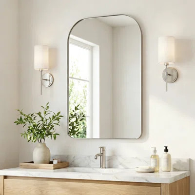 Wide Arch Rectangle Bathroom Vanity Mirror | Stainless Steel Frame | Wayfair North America