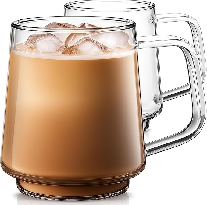 Aquach 20 Oz Glass Coffee Tea Cups, Clear Mugs with Handle, Microwave and Dishwasher safe Home Of... | Amazon (US)