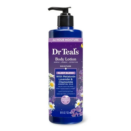 Dr Teal's Sleep Body Lotion with Melatonin, Lavender & Chamomile Essential Oils, 18 fl oz | Walmart (US)