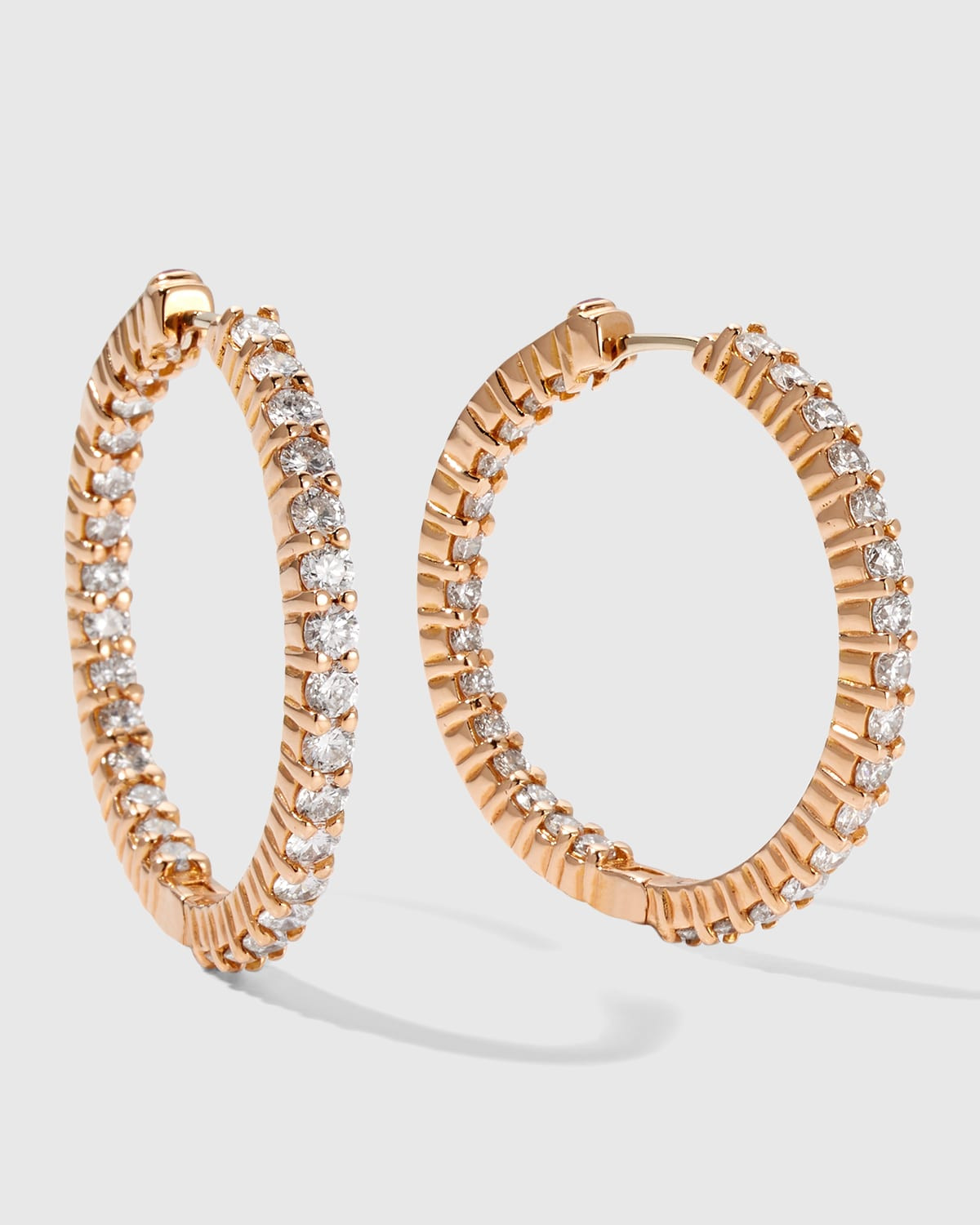 30mm Rose Gold Diamond Hoop Earrings, 2.84ct | Neiman Marcus