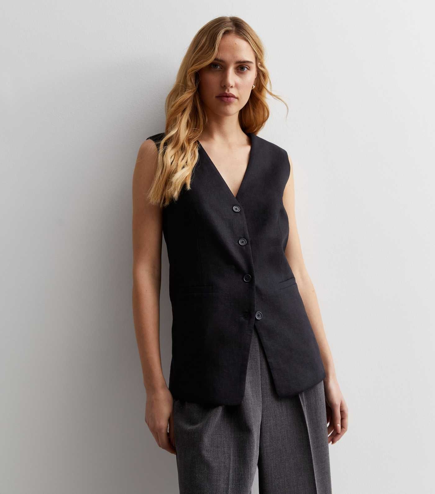 Black Linen Blend Longline Waistcoat
						
						Add to Saved Items
						Remove from Saved Item... | New Look (UK)