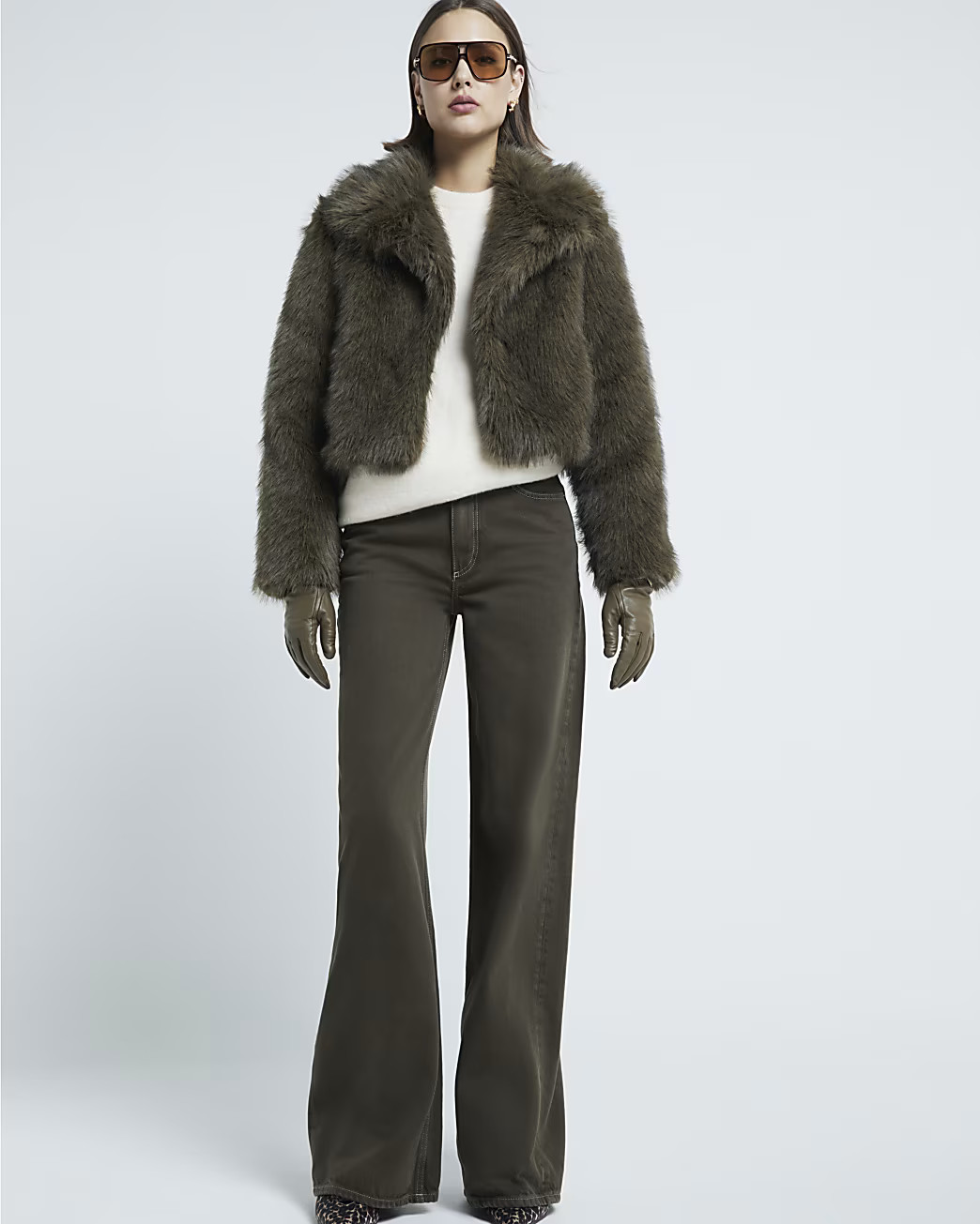 Green Plush Faux Fur Jacket | River Island UK & IE