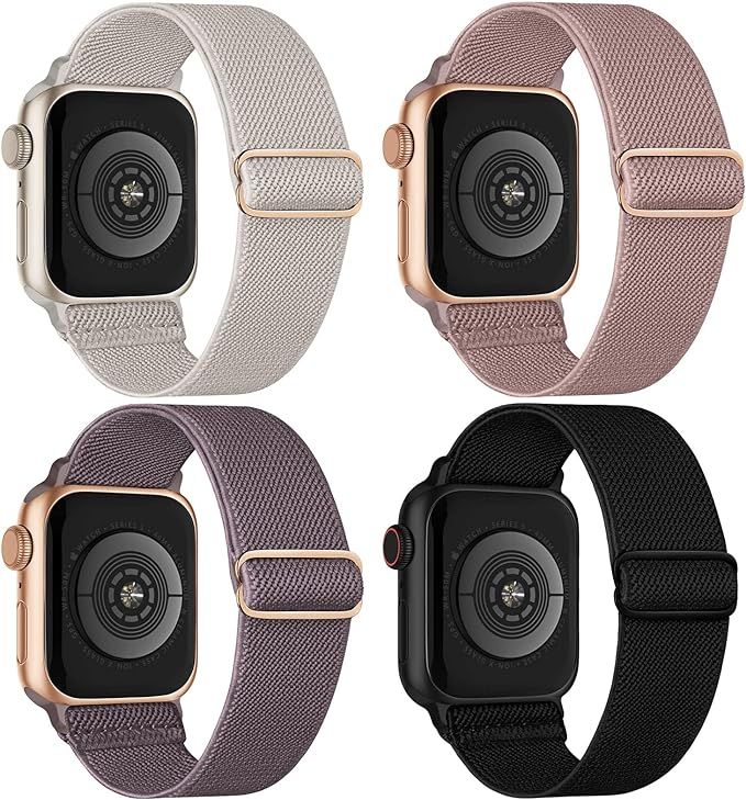 Amazon.com: Stretchy Nylon Solo Loop Bands Compatible with Apple Watch 38mm 40mm 41mm, Adjustable... | Amazon (US)