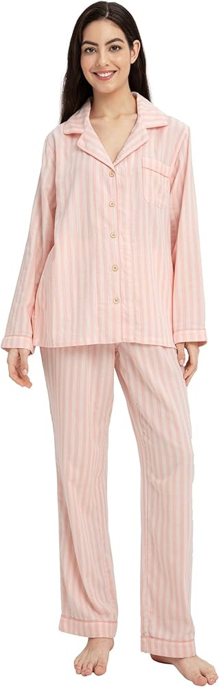 Womens Muslin Pajama Set 100% Cotton Double Gauze Linen Like Breathable Soft Button Up Loungewear... | Amazon (US)