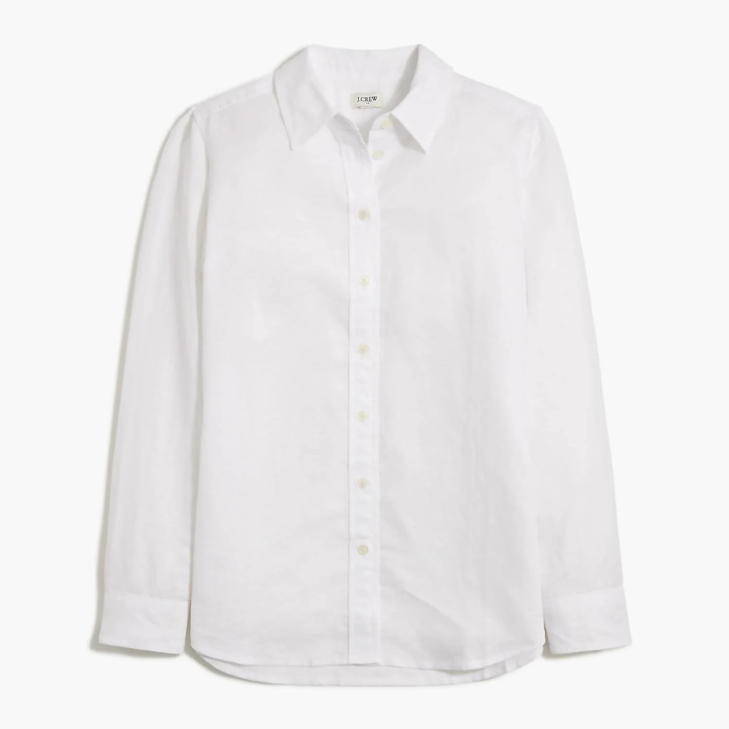 Women's Linen-Blend Button-Up Shirt In White | Shop Simon