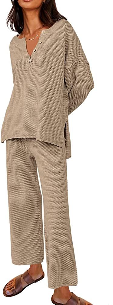 Women's 2 Piece Trendy Outfits Oversized Slouchy Matching Lounge Sets Cozy Knit Loungewear Sweate... | Amazon (US)