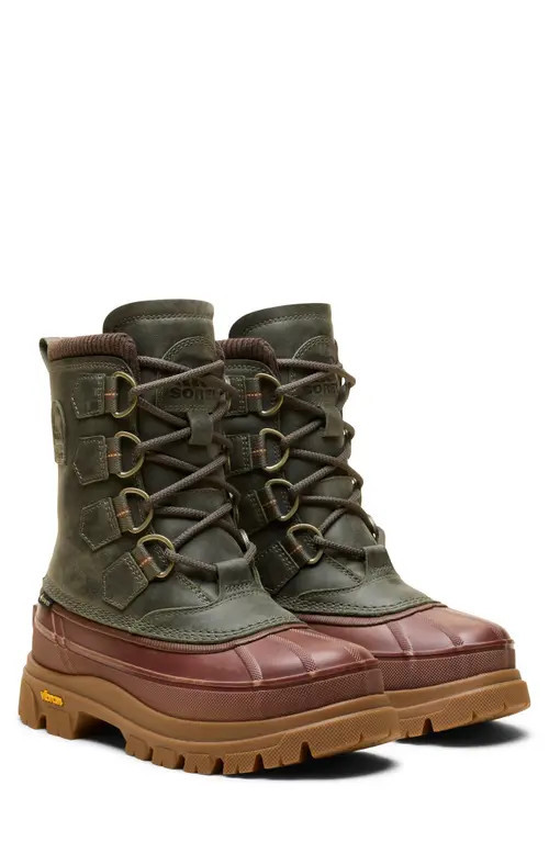 SOREL x Barbour Caribou Horizon Gore-Tex® Weatherproof Boot in Alpine Tundra/Gum 10 at Nordstrom, Size 9.5 | Nordstrom
