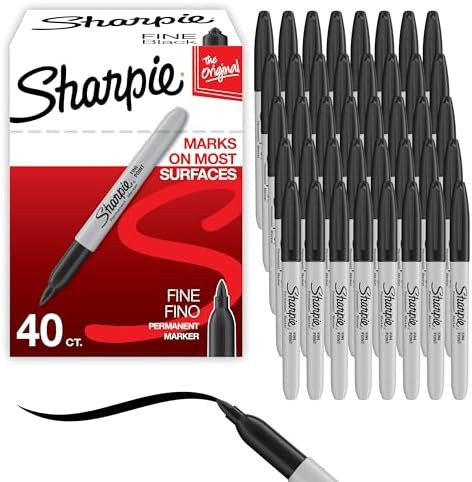Sharpie Permanent Markers, Fine Point, Black, 40 Count - Quick Drying, Bulk Set for Classroom, Po... | Amazon (US)