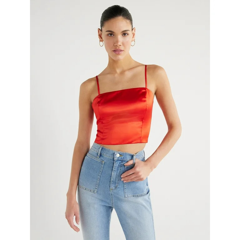 Scoop Women’s High Shine Satin Cami Top, Sizes XS-XXL | Walmart (US)