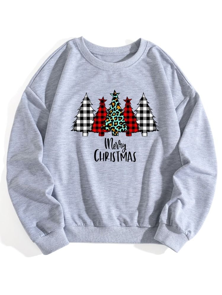 Plus Christmas & Slogan Graphic Sweatshirt | SHEIN