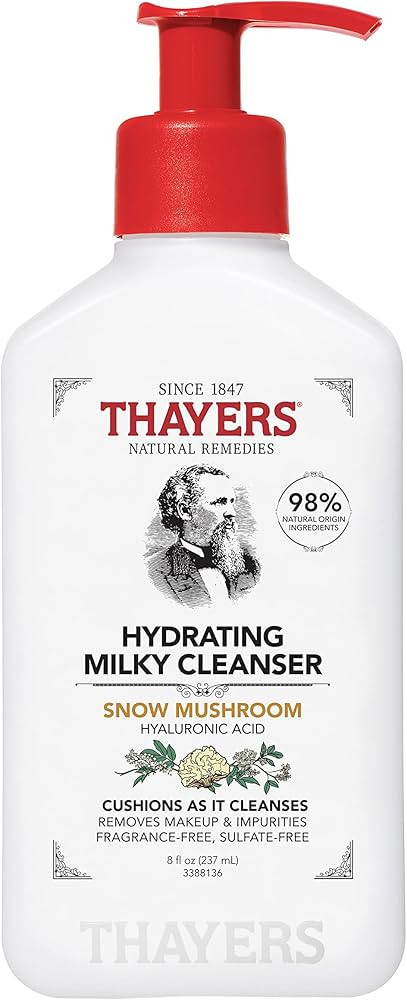 THAYERS Milky Hydrating Face Cleanser with Snow Mushroom, Hyaluronic Acid, Dermatologist Recommen... | Amazon (US)