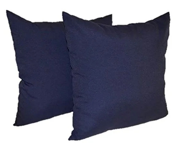 Set of 2 - Square Solid Navy Blue In/Outdoor Decorative Pillows - 20" x 20" | Walmart (US)