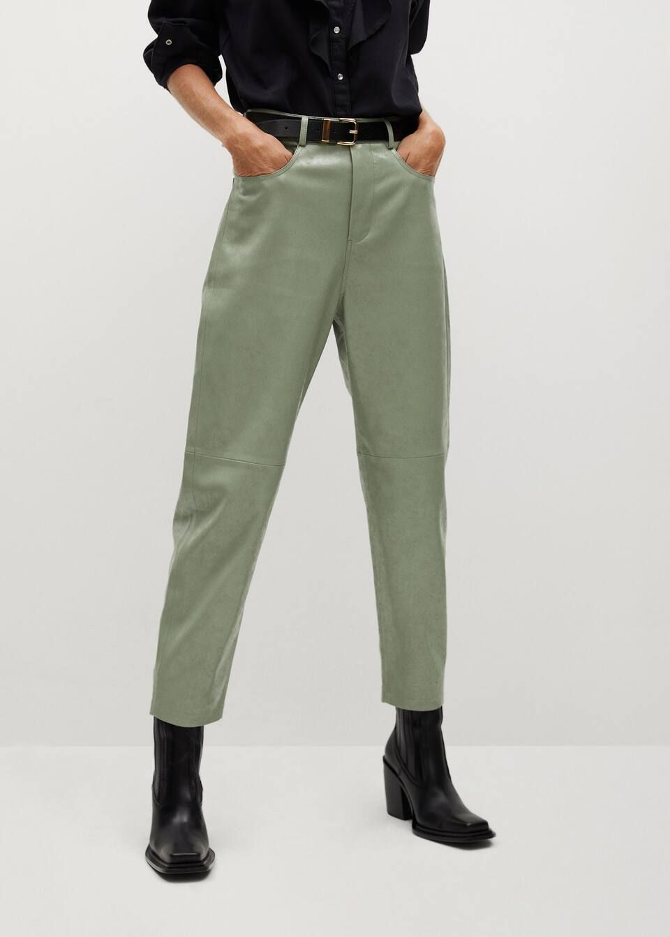 Leather effect high waist pant | MANGO (UK)