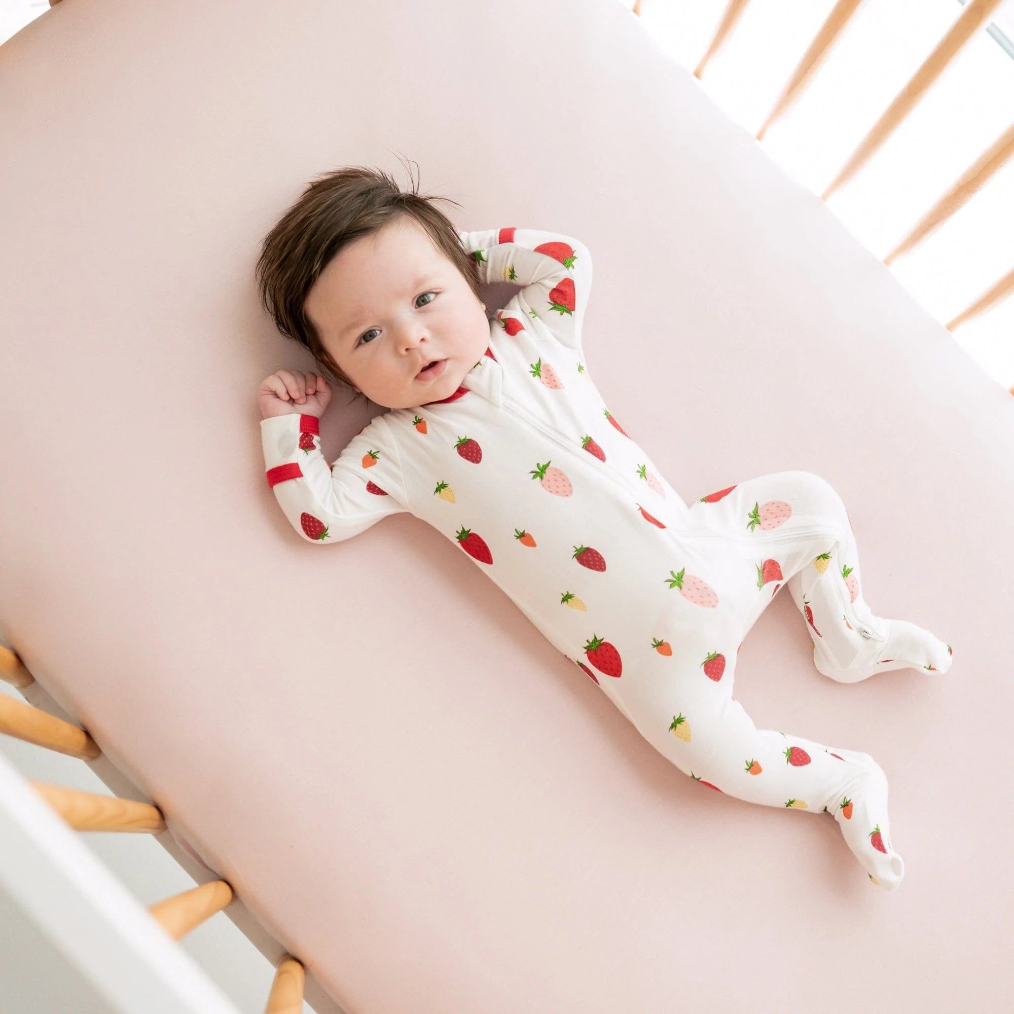 Zippered Footie in Strawberry | Kyte BABY